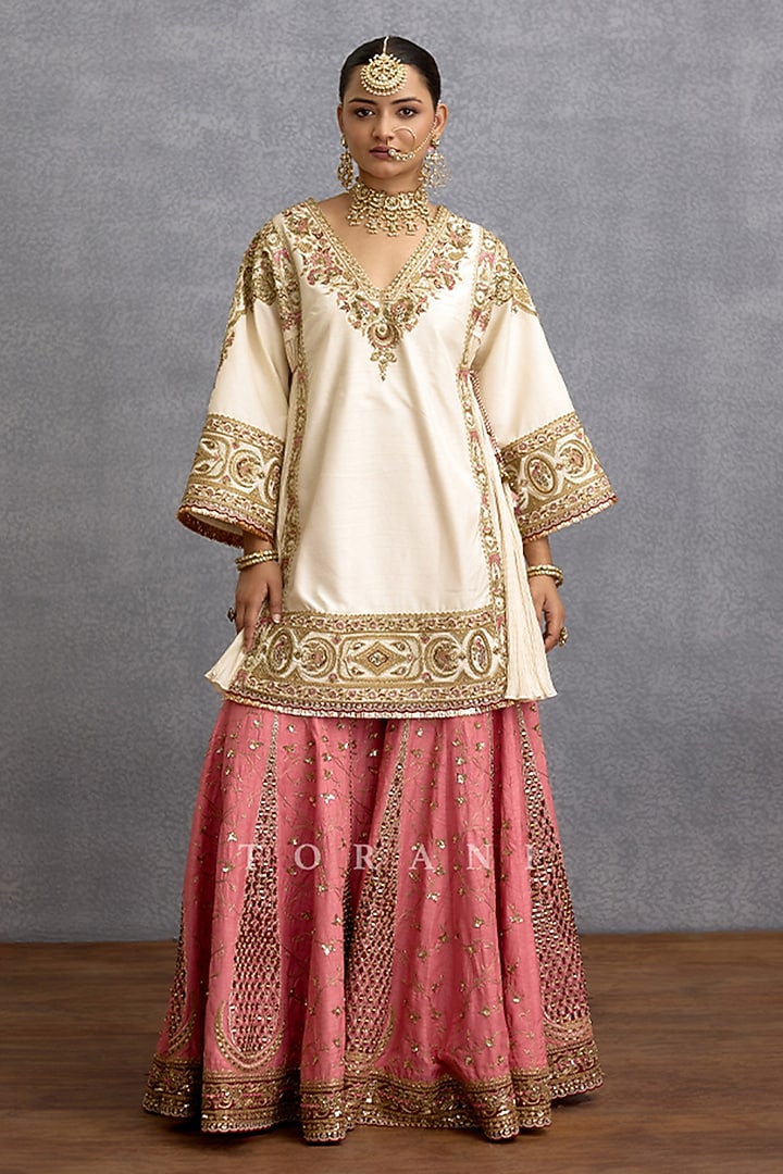 Pink Cotton Silk & Jeni Silk Bridal Sharara Set by TORANI at Pernia's Pop Up Shop