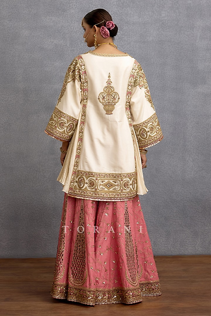 Pink Cotton Silk & Jeni Silk Bridal Sharara Set by TORANI at Pernia's Pop Up Shop