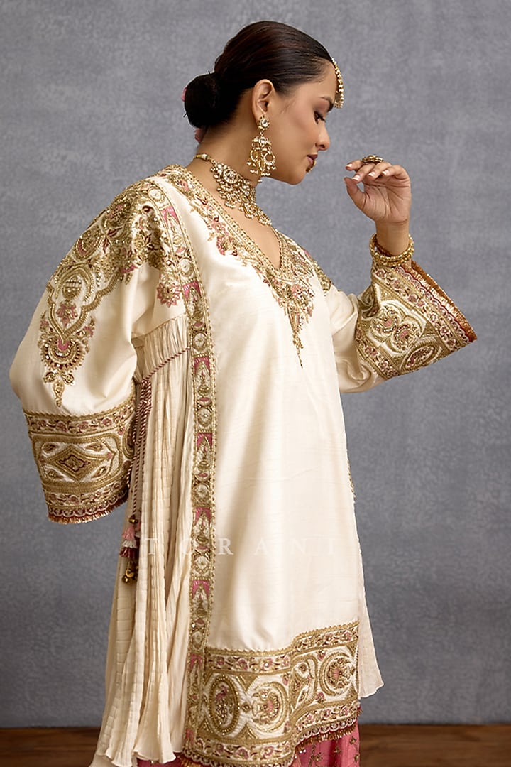 Pink Cotton Silk & Jeni Silk Bridal Sharara Set by TORANI at Pernia's Pop Up Shop