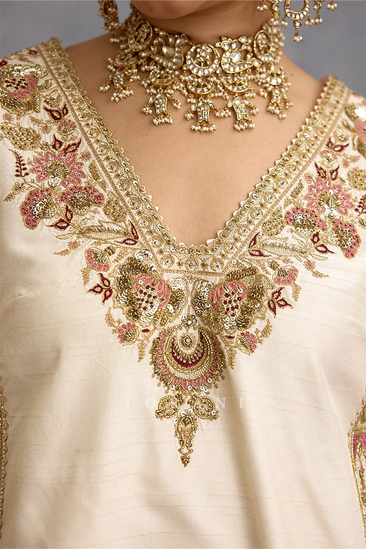 Pink Cotton Silk & Jeni Silk Bridal Sharara Set by TORANI at Pernia's Pop Up Shop