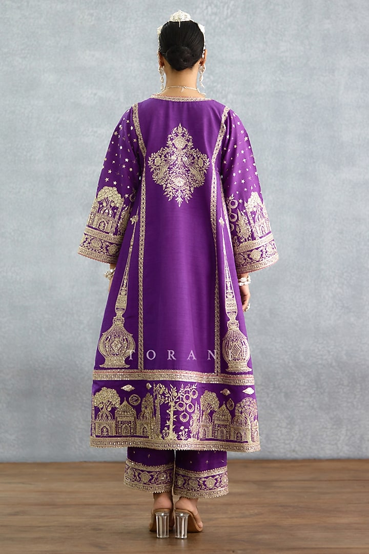 Purple Jeni Silk Sequins Embroidered Kurta Set by TORANI at Pernia's Pop Up Shop