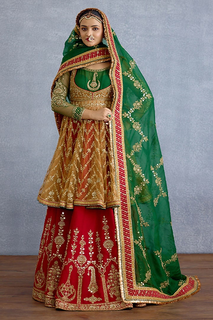 Multi-Colored Silk & Organza Bridal Lehenga Set by TORANI at Pernia's Pop Up Shop