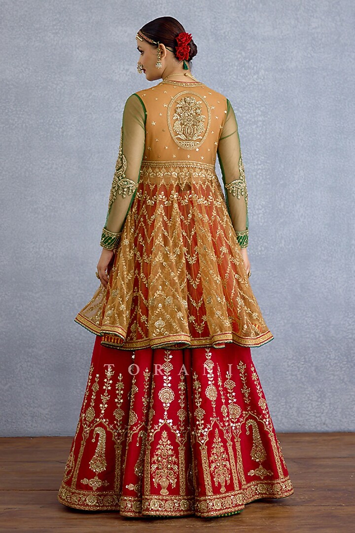 Multi-Colored Silk & Organza Bridal Lehenga Set by TORANI at Pernia's Pop Up Shop