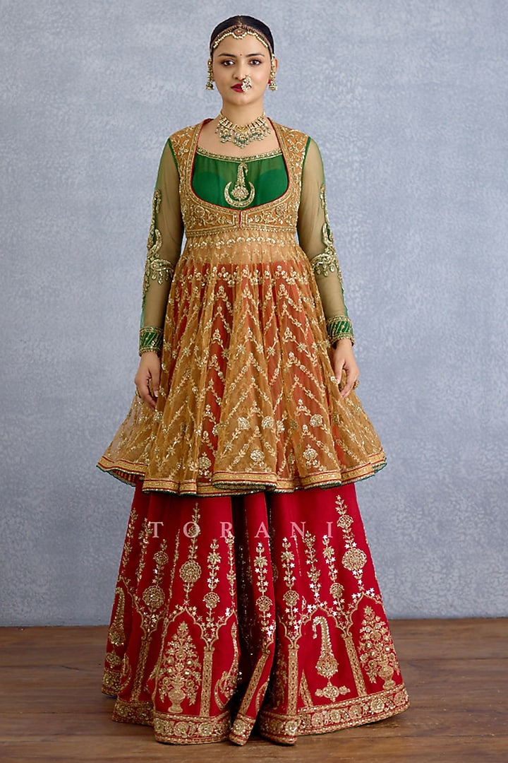 Multi-Colored Silk & Organza Bridal Lehenga Set by TORANI at Pernia's Pop Up Shop