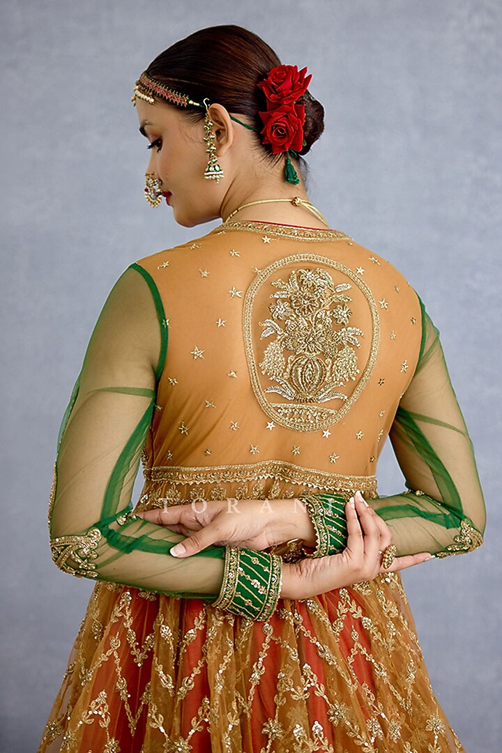Multi-Colored Silk & Organza Bridal Lehenga Set by TORANI at Pernia's Pop Up Shop