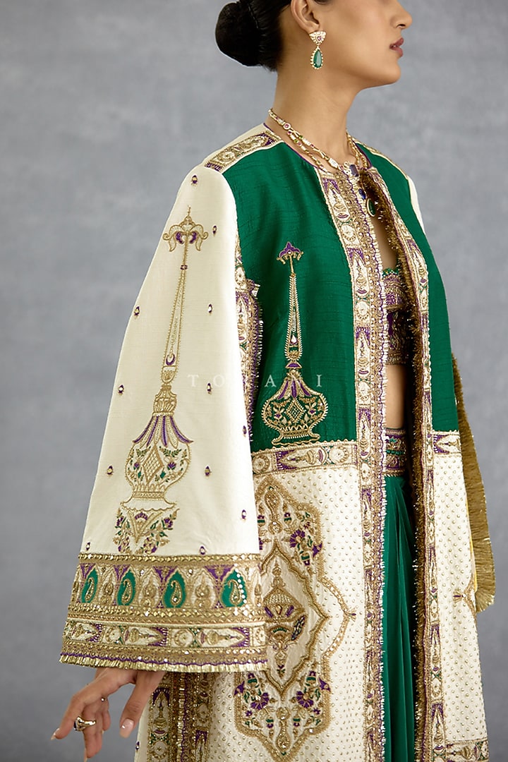 Multi-Colored Jeni Silk Embroidered Jacket Set by TORANI at Pernia's Pop Up Shop