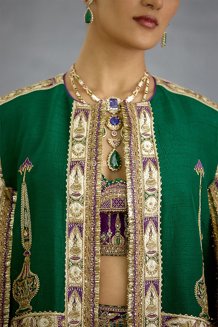 Multi-Colored Jeni Silk Embroidered Jacket Set by TORANI at Pernia's Pop Up Shop