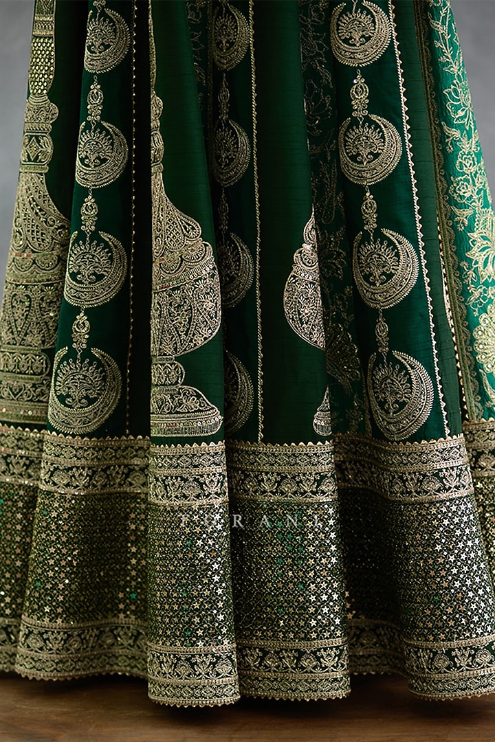 Green Organza & Silk Bridal Anarkali Embroidered Bridal Anarkali Set by TORANI at Pernia's Pop Up Shop