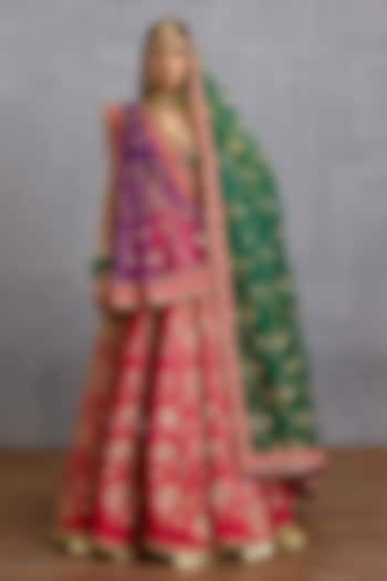 Multi-Colored Jeni Silk & Organza Embroidered Bridal Lehenga Set by TORANI at Pernia's Pop Up Shop