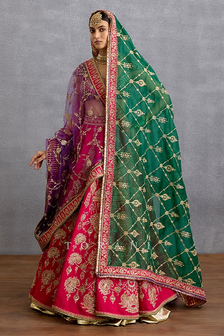 Multi-Colored Jeni Silk & Organza Embroidered Bridal Lehenga Set by TORANI at Pernia's Pop Up Shop