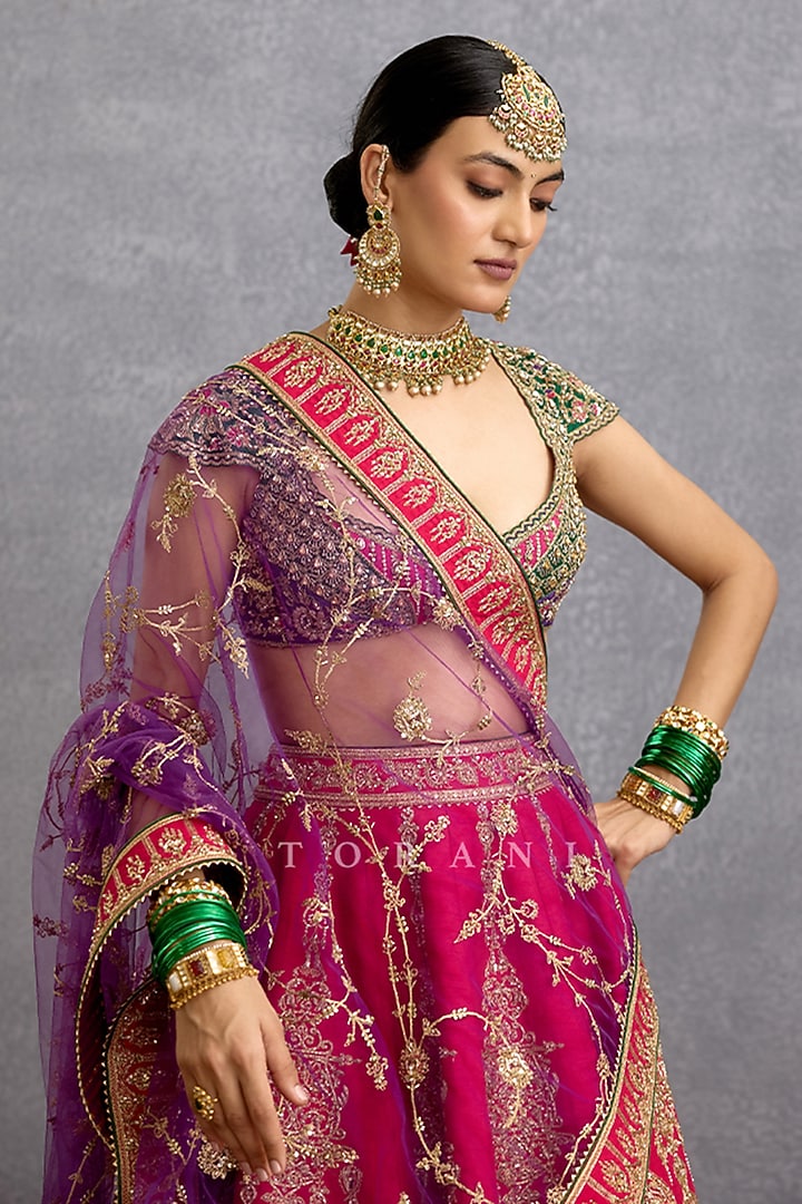 Multi-Colored Jeni Silk & Organza Embroidered Bridal Lehenga Set by TORANI at Pernia's Pop Up Shop