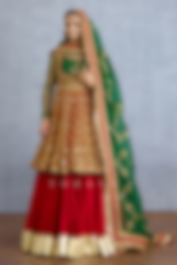 Multi-Colored Silk & Organza Embroidered Bridal Lehenga Set by TORANI at Pernia's Pop Up Shop
