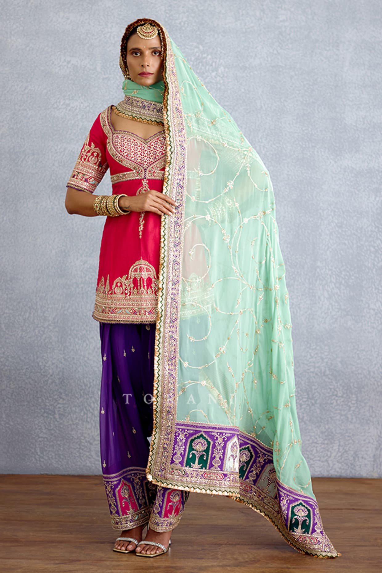 TORANI Multi-Colored Georgette Embroidered Kurta Set