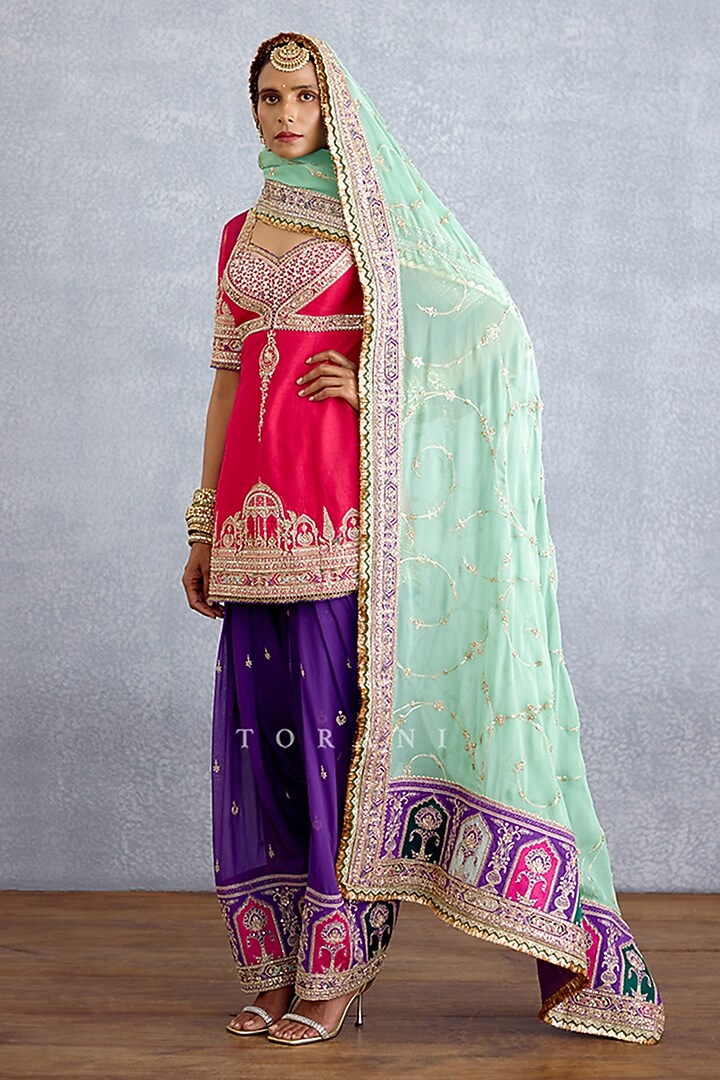 Multi-Colored Georgette Embroidered Kurta Set by TORANI at Pernia's Pop Up Shop
