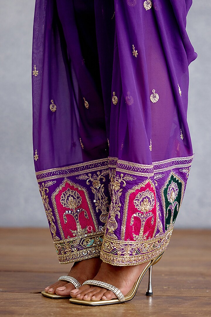 Multi-Colored Georgette Embroidered Kurta Set by TORANI at Pernia's Pop Up Shop