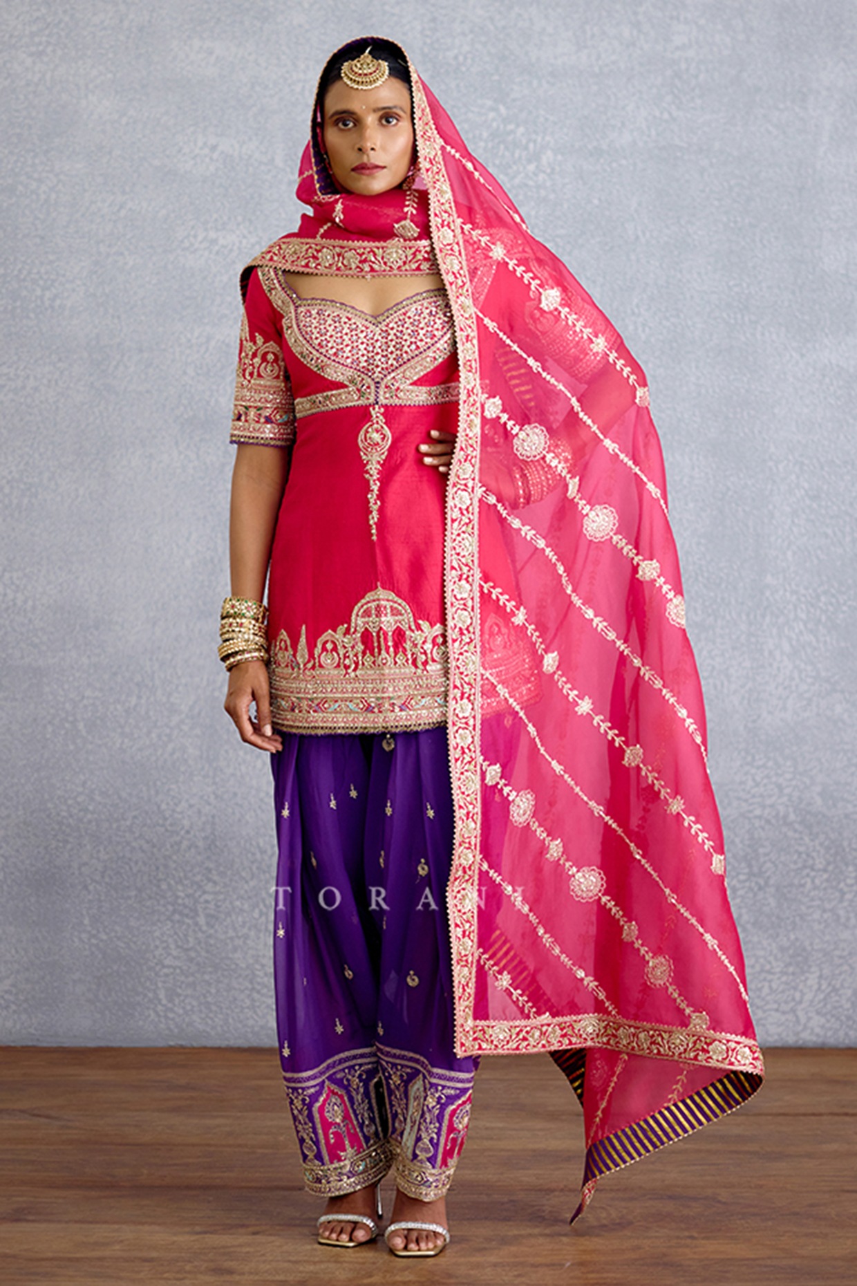 TORANI Multi-Colored Georgette Embroidered Kurta Set
