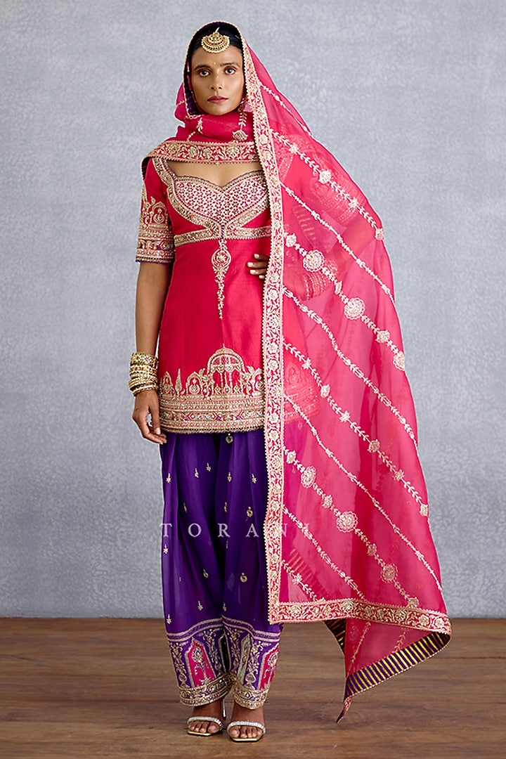 Multi-Colored Georgette Embroidered Kurta Set by TORANI at Pernia's Pop Up Shop