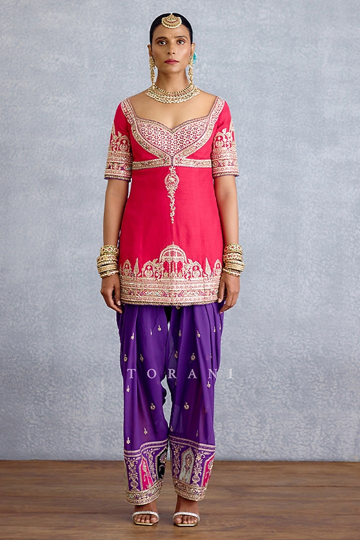 Multi-Colored Georgette Embroidered Kurta Set by TORANI at Pernia's Pop Up Shop