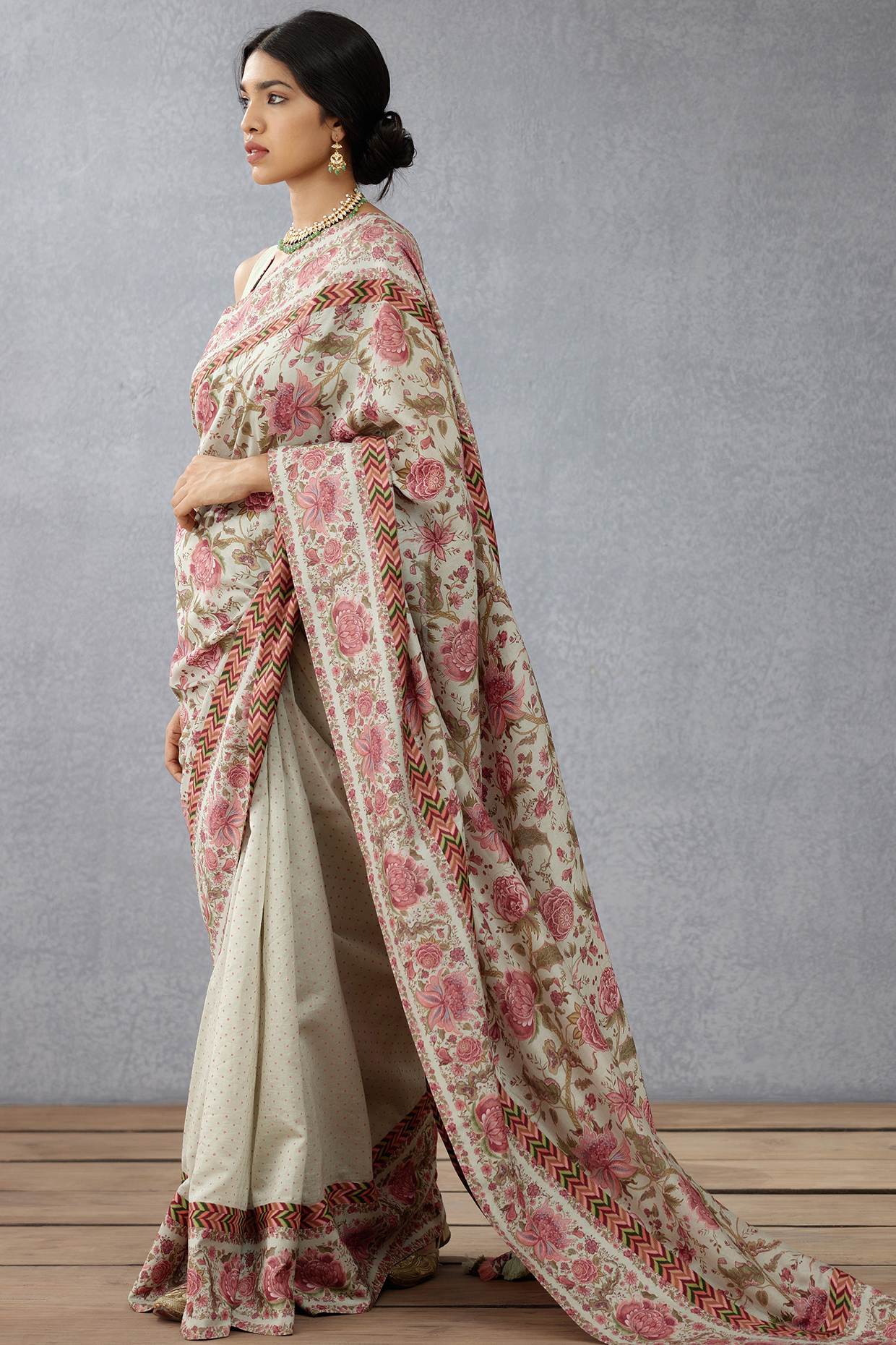 Sage Green Handwoven Chanderi Digital Printed Party Wear Saree by TORANI at Pernia's Pop Up Shop