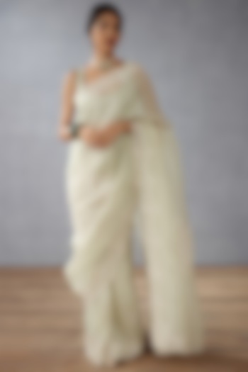 Sage Green Embroidered Wedding Saree by TORANI at Pernia's Pop Up Shop
