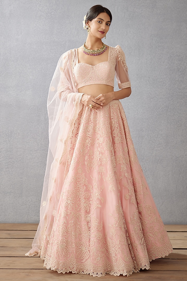 Pink Embroidered Bridal Lehenga Set by TORANI at Pernia's Pop Up Shop