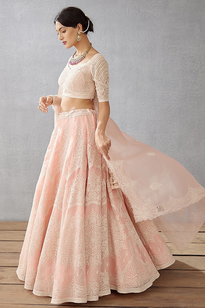 Old Rose Pink Embroidered Bridal Lehenga Set by TORANI at Pernia's Pop Up Shop