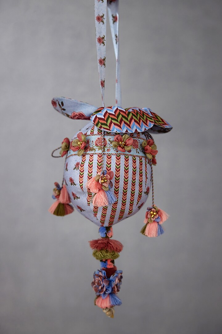 Sea Blue Digital Printed Potli by TORANI at Pernia's Pop Up Shop