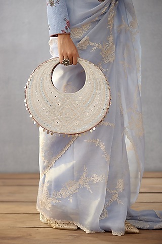 Sea Blue Embroidered Hobo Bag by TORANI