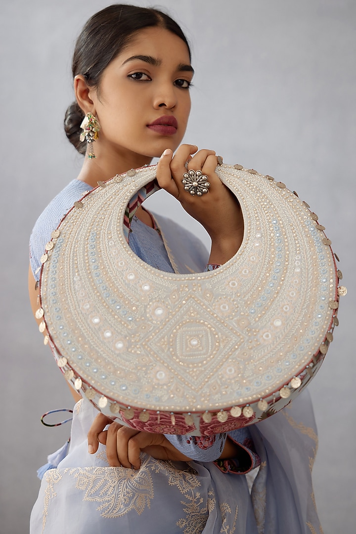 Sea Blue Embroidered Hobo Bag by TORANI at Pernia's Pop Up Shop