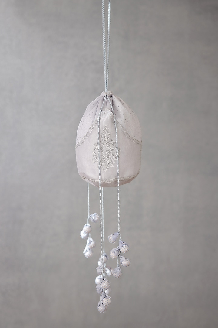 Sea Blue Printed & Embroidered Potli by TORANI at Pernia's Pop Up Shop