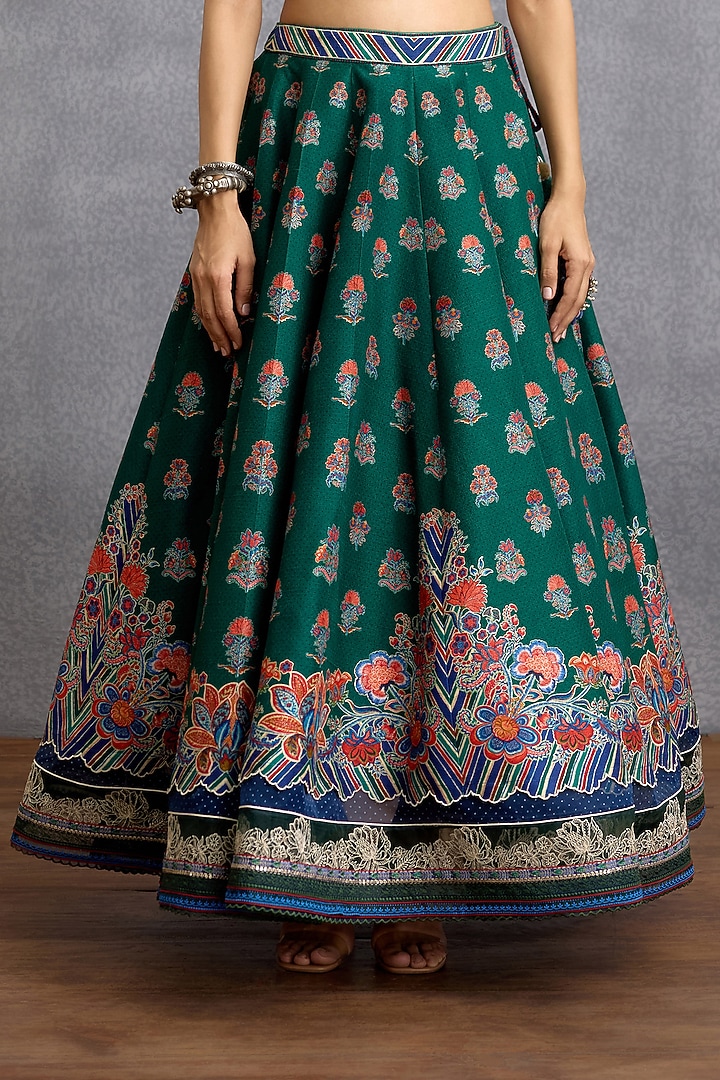 Green & Blue Jeni Silk Digital Printed Wedding Lehenga Set by Torani at Pernia's Pop Up Shop