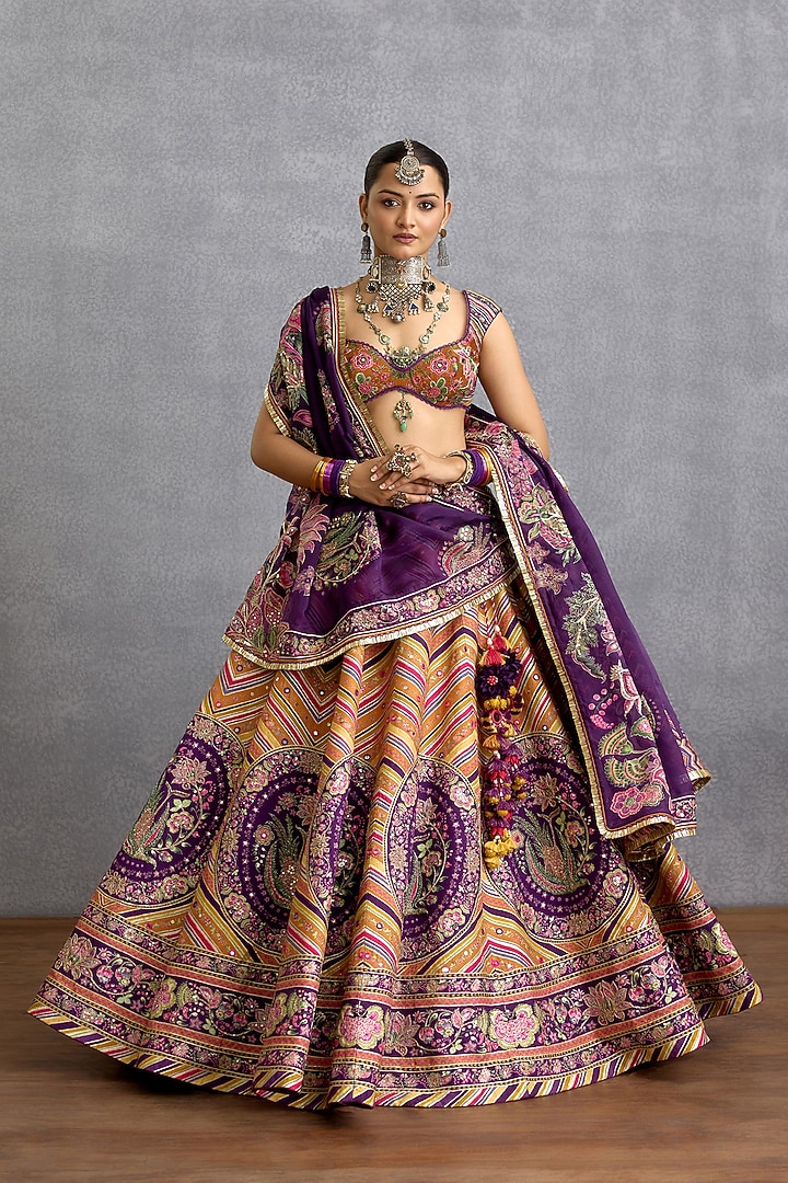 Orange & Purple Jeni Silk Bridal Lehenga Set by Torani at Pernia's Pop Up Shop