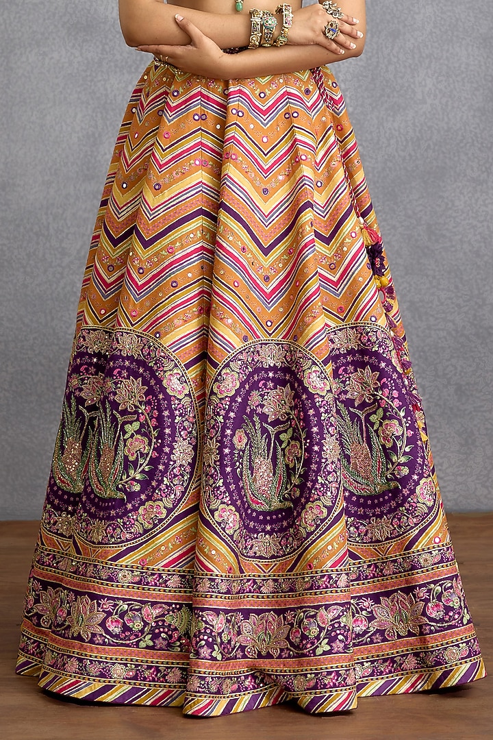 Orange & Purple Jeni Silk Bridal Lehenga Set by Torani at Pernia's Pop Up Shop
