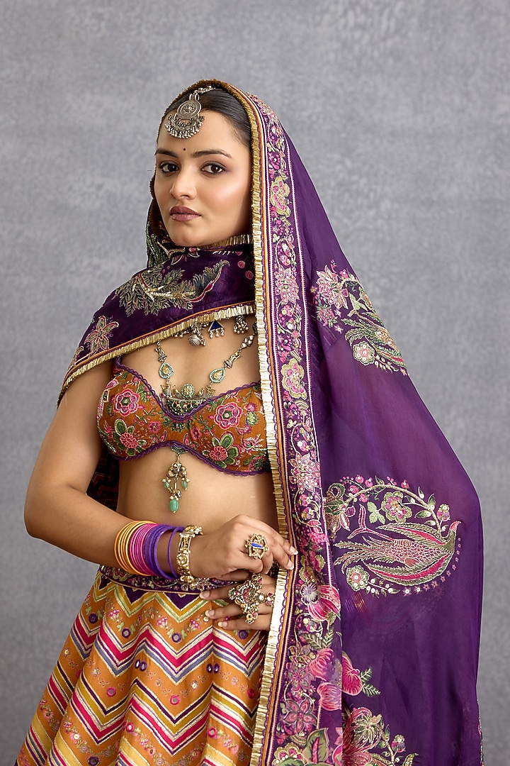 Orange & Purple Jeni Silk Bridal Lehenga Set by Torani at Pernia's Pop Up Shop