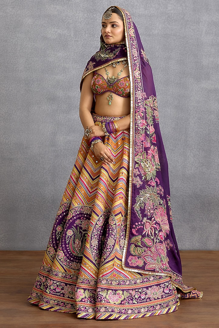 Orange & Purple Jeni Silk Bridal Lehenga Set by Torani at Pernia's Pop Up Shop