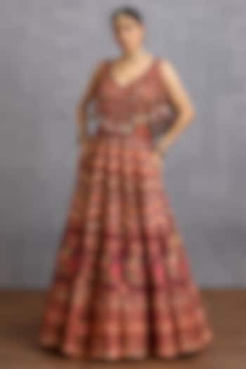 Maroon Raw Silk Wedding Lehenga Set by Torani at Pernia's Pop Up Shop