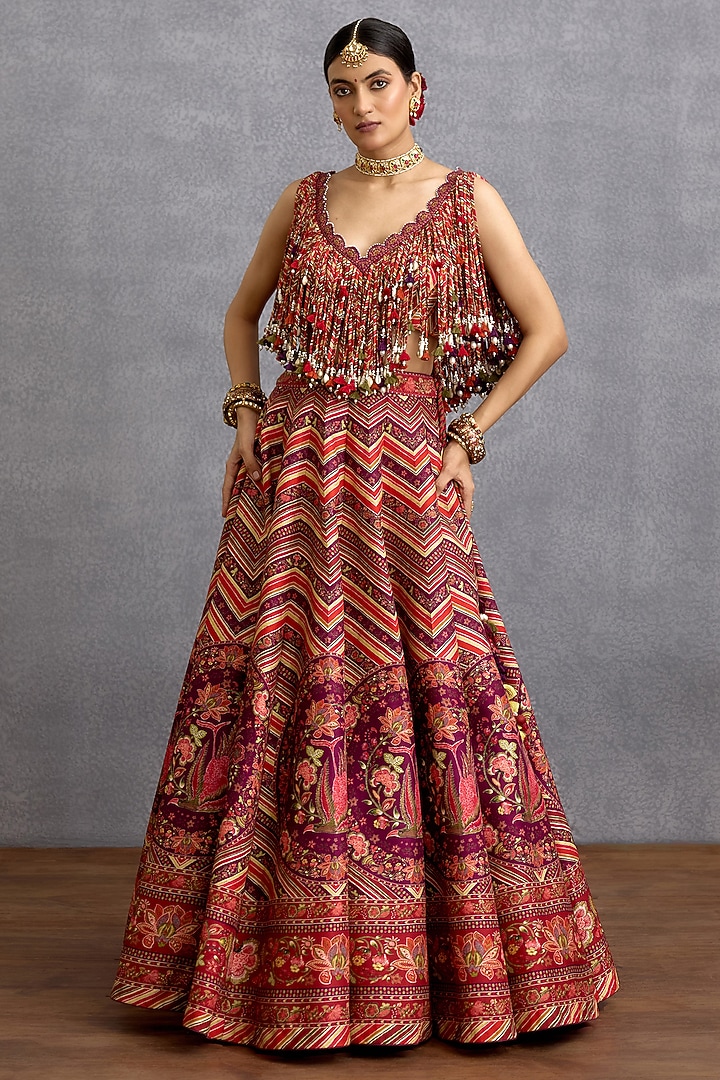 Maroon Raw Silk Wedding Lehenga Set by Torani at Pernia's Pop Up Shop