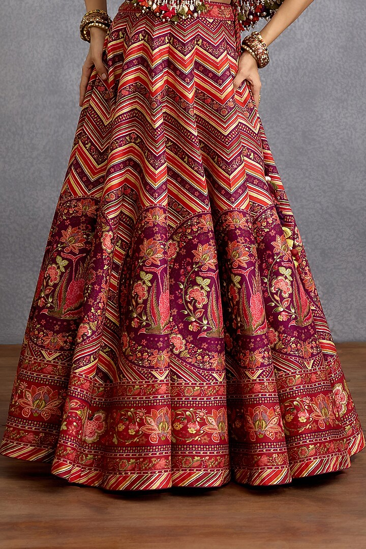 Maroon Raw Silk Wedding Lehenga Set by Torani at Pernia's Pop Up Shop