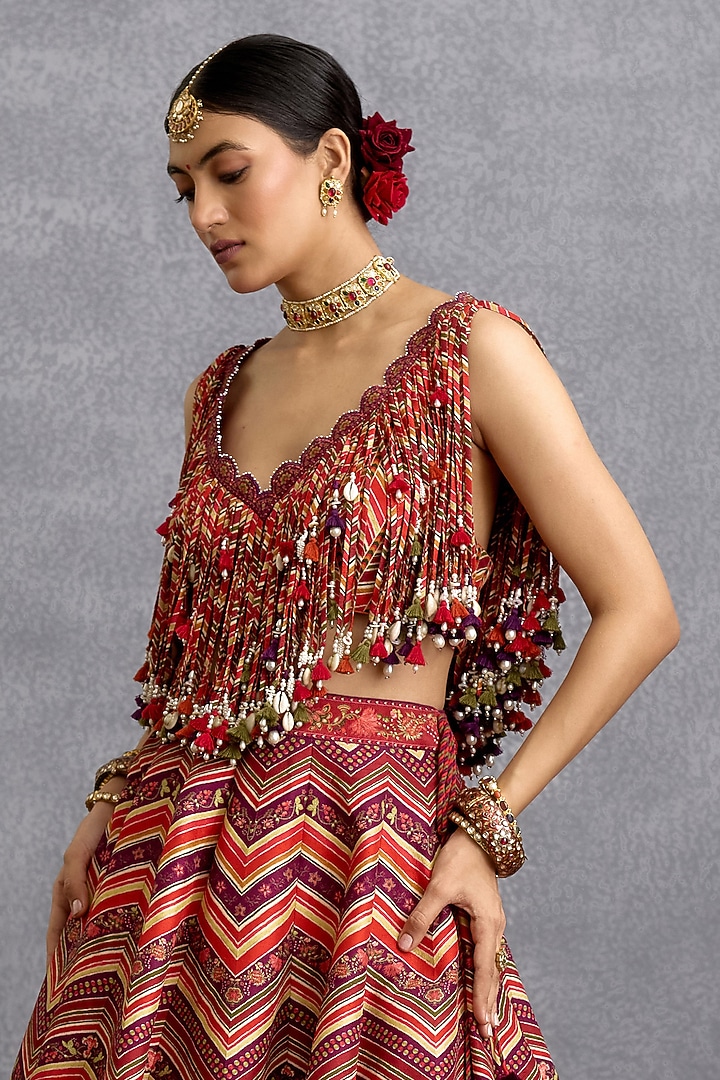 Maroon Raw Silk Wedding Lehenga Set by Torani at Pernia's Pop Up Shop