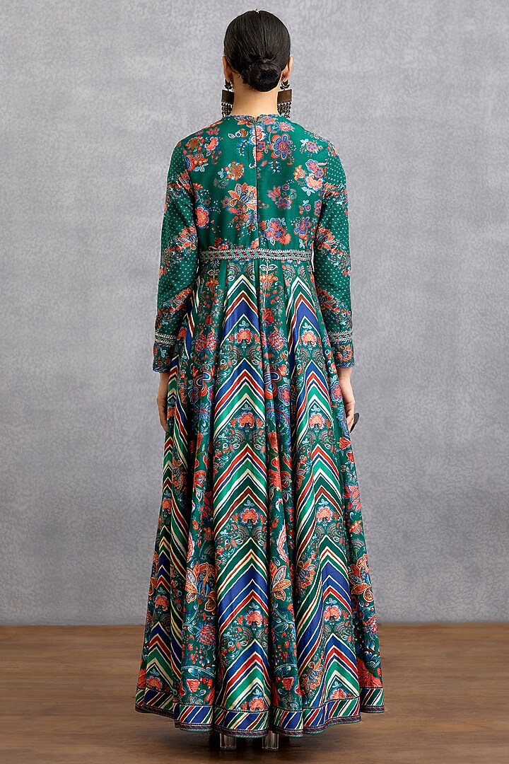 Green & Blue Jeni Silk Sequins Work Bridal Anarkali Set by Torani at Pernia's Pop Up Shop