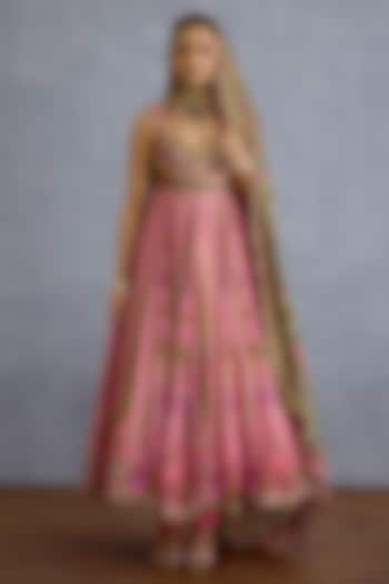 Pink Jeni Silk Digital Printed Bridal Anarkali Set by Torani at Pernia's Pop Up Shop