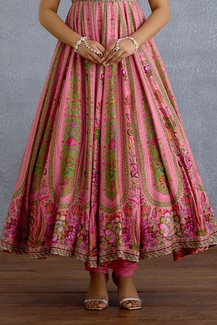 Pink Jeni Silk Digital Printed Bridal Anarkali Set by Torani at Pernia's Pop Up Shop
