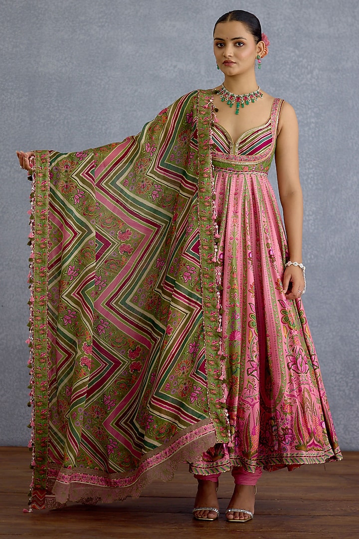 Pink Jeni Silk Digital Printed Bridal Anarkali Set by Torani at Pernia's Pop Up Shop