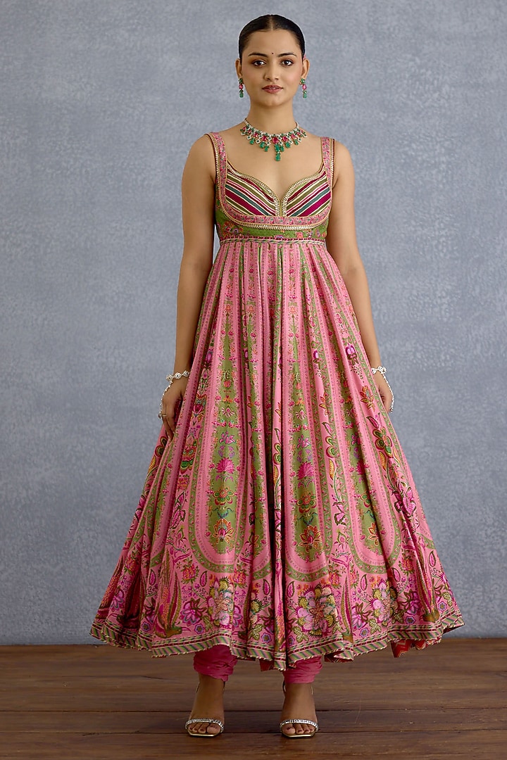 Pink Jeni Silk Digital Printed Bridal Anarkali Set by Torani at Pernia's Pop Up Shop