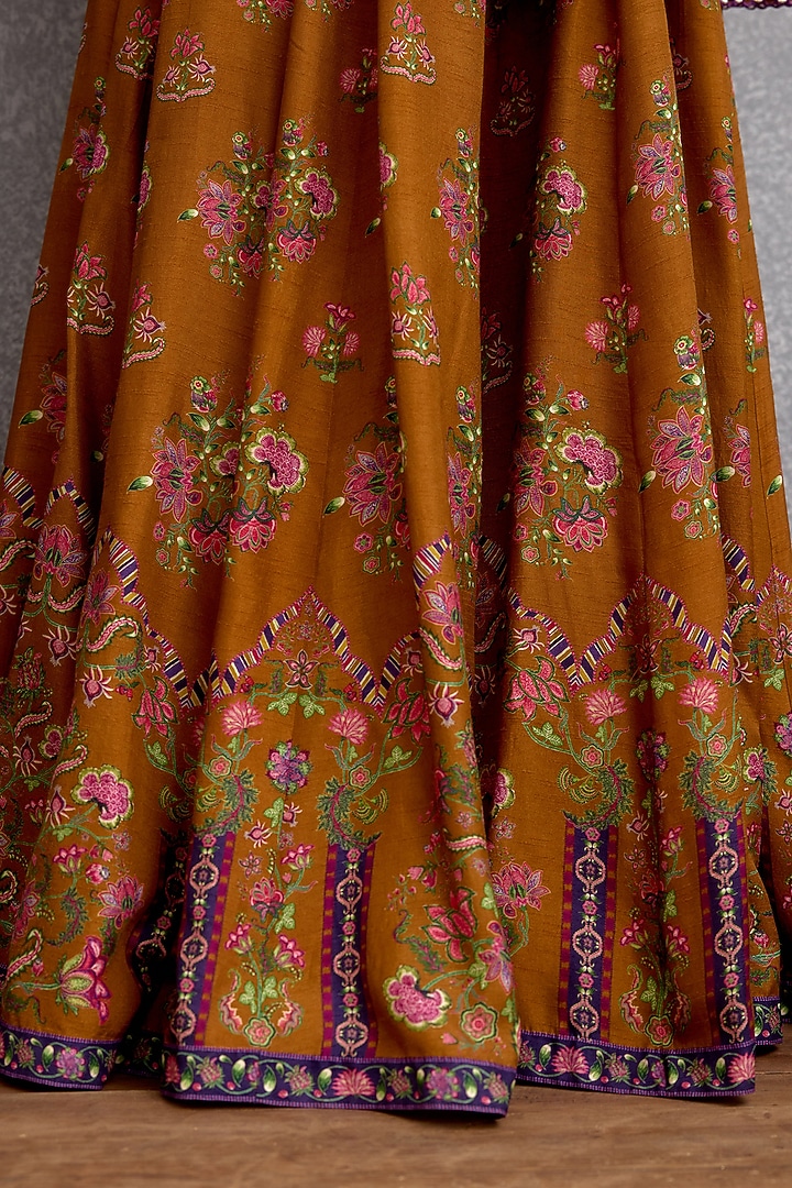 Orange & Purple Dola Silk Digital Printed Wedding Sharara Set by Torani at Pernia's Pop Up Shop