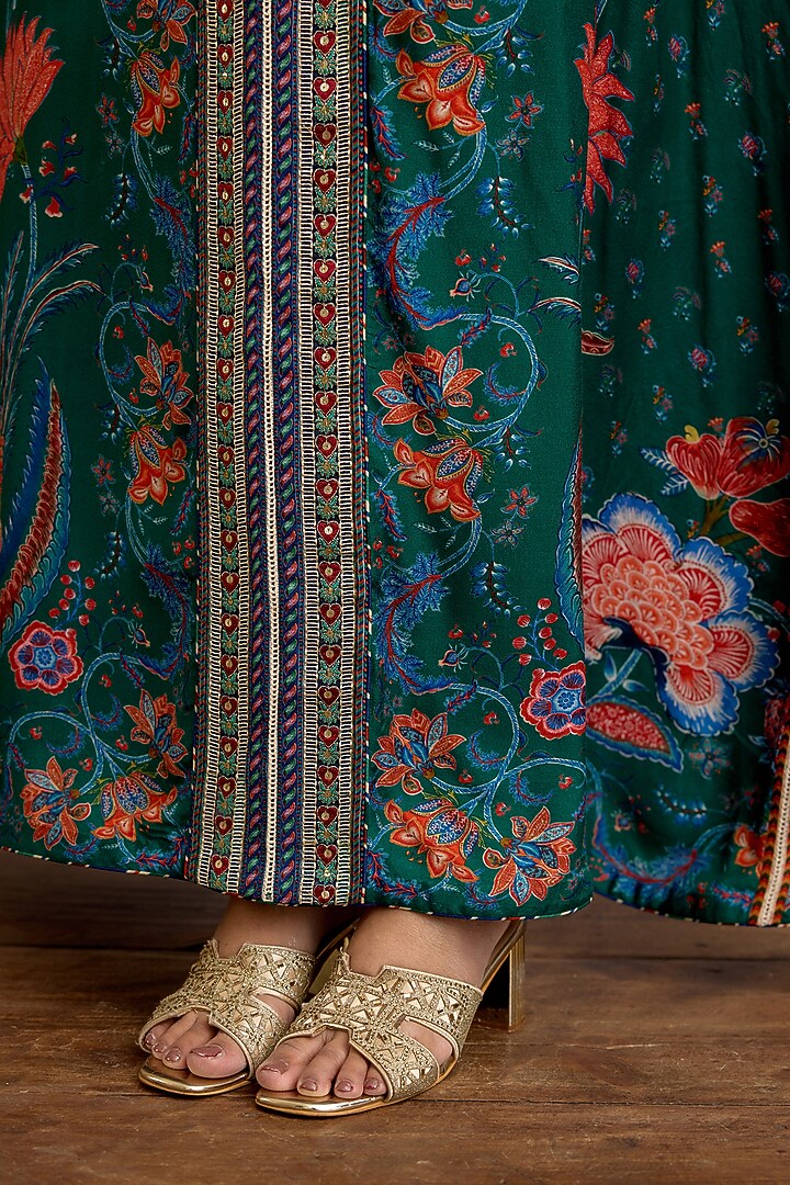 Blue & Green Dola Silk Digital Printed Kaftan by Torani at Pernia's Pop Up Shop