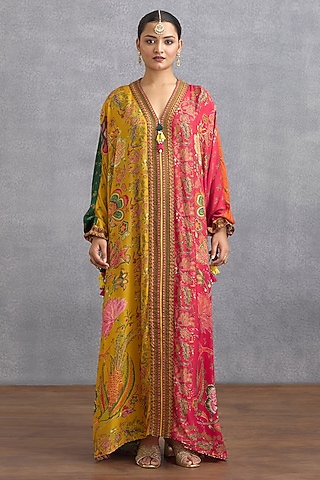 Multi-Colored Dola Silk Digital Printed Kaftan by Torani