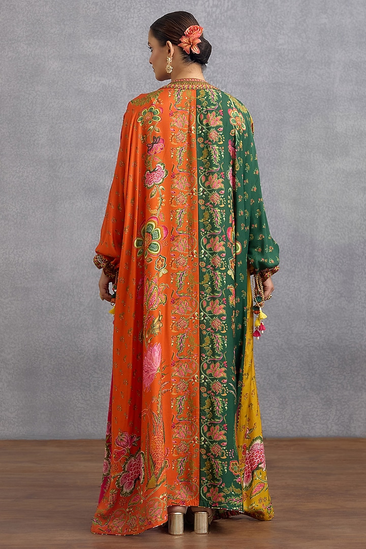 Multi-Colored Dola Silk Digital Printed Kaftan by Torani at Pernia's Pop Up Shop