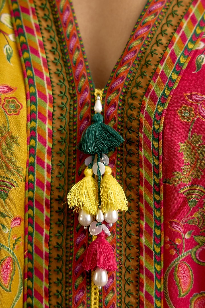Multi-Colored Dola Silk Digital Printed Kaftan by Torani at Pernia's Pop Up Shop