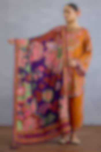 Orange & Purple Dola Silk Digital Printed Kurta Set by Torani at Pernia's Pop Up Shop